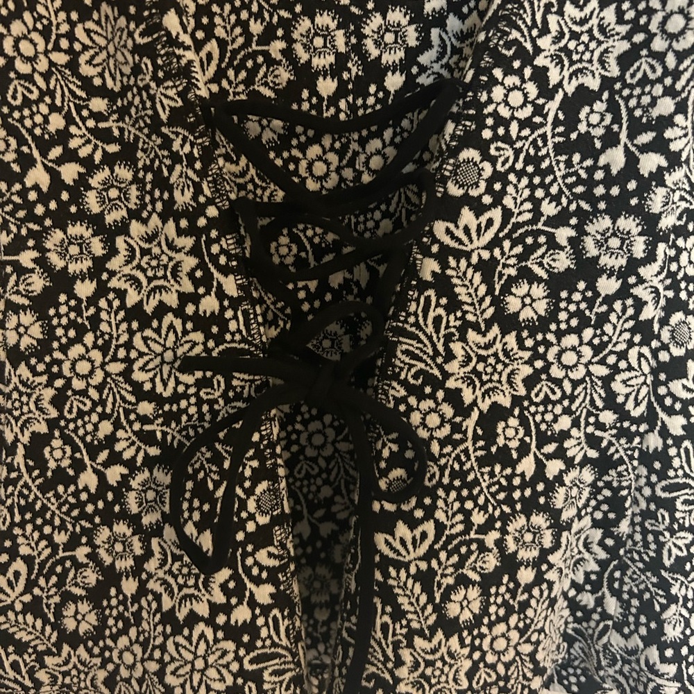 Anthropologie Vanessa Virginia Floral Peplum Lace Up Corset Blouse XSmall Black - Picture 4 of 6